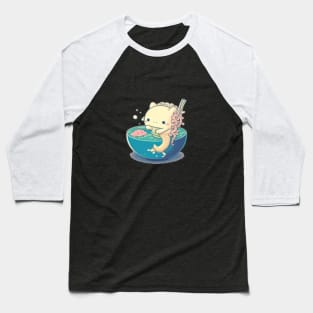 Kawaii Axolotl Eating Ramen Noodles Anime Gift Baseball T-Shirt